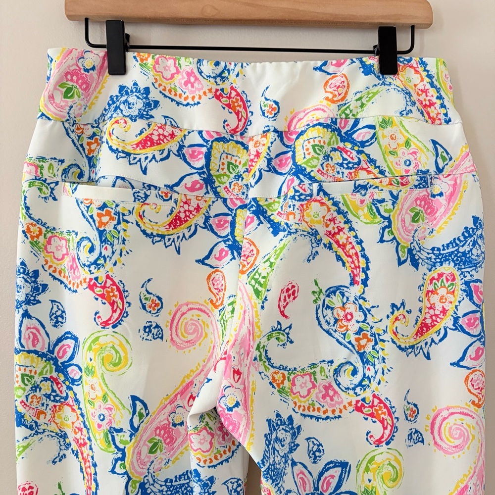 IBKUL Sharon White Multi Paisley Golf Ankle Pants Size 10 - Picture 3 of 10
